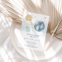 ファーストトリッのまわりにプザサンファースト誕生日招待状