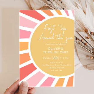 ファーストトリッのまわりにプザサンボホサンシャイン誕生日 招待状