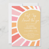 ファーストトリッのまわりにプザサンボホサンシャイン誕生日 招待状 (正面)