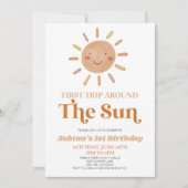 ファーストトリッのまわりにプザサンボホ1歳パーティー 招待状 (正面)