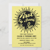 ファーストトリッのまわりにプザサンレトロ1st誕生日 招待状 (正面)