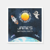 ファーストトリッのまわりにプザサン宇宙テーマ1st誕生日 スタンダードカクテルナプキン (正面)