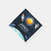 ファーストトリッのまわりにプザサン宇宙テーマ1st誕生日 スタンダードカクテルナプキン (角)