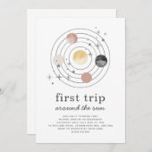 ファーストトリッのまわりにプザサン宇宙誕生日招待状 招待状 (正面/裏面)