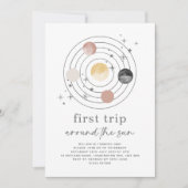 ファーストトリッのまわりにプザサン宇宙誕生日招待状 招待状 (正面)