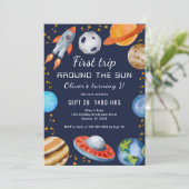 ファーストトリッのまわりにプザサン宇宙1st誕生日パーティー 招待状 (スタンド正面)