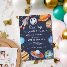 ファーストトリッのまわりにプザサン宇宙1st誕生日パーティー 招待状