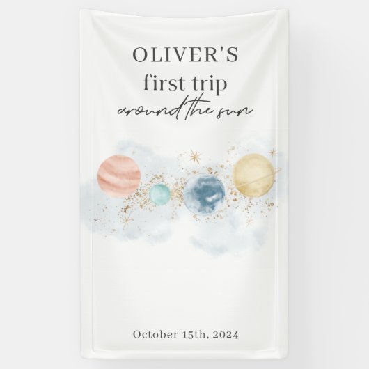 ファーストトリッのまわりにプザサン宇宙1st誕生日 横断幕 (縦)