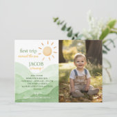ファーストトリップのまわりにサン誕生日フォト招待状 サンキューカード (スタンド正面)