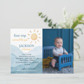 ファーストトリップのまわりにサン誕生日フォト招待状 サンキューカード (スタンド正面)