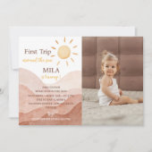 ファーストトリップのまわりにサン誕生日フォト招待状 サンキューカード (正面)