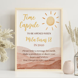 ファーストトリップのまわりにサン誕生日時間カプセル標識 ポスター