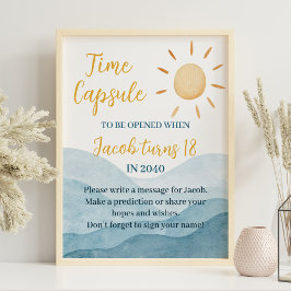 ファーストトリップのまわりにサン誕生日時間カプセル標識 ポスター