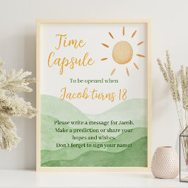 ファーストトリップのまわりにサン誕生日時間カプセル標識 ポスター