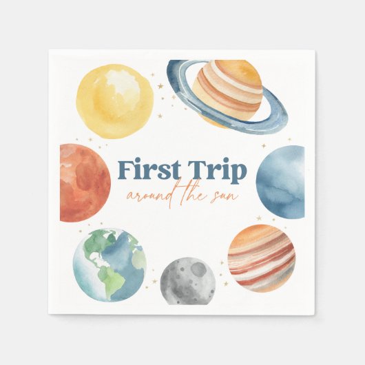 ファーストトリップのまわりにザサンアウタスペース誕生日 スタンダードカクテルナプキン (正面)