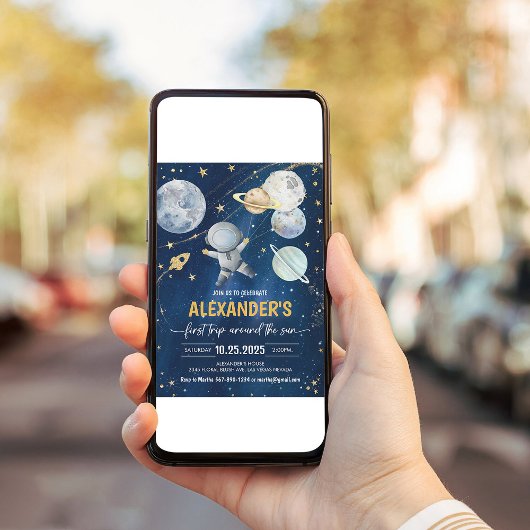 ファーストトリップのまわりにザサンアウタスペース誕生日 招待状