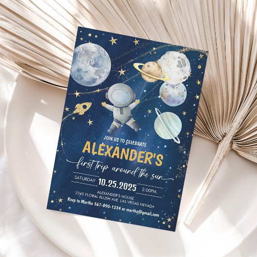 ファーストトリップのまわりにザサンアウタスペース誕生日 招待状