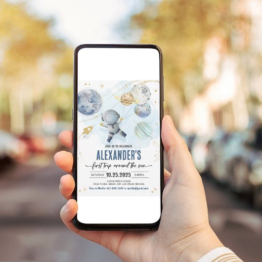 ファーストトリップのまわりにザサンアウタスペース誕生日 招待状