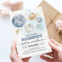 ファーストトリップのまわりにザサンアウタスペース誕生日 招待状