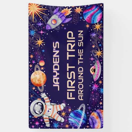 ファーストトリップのまわりにザサンアウタスペース銀河系 横断幕 (縦)