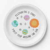 ファーストトリップのまわりにザサンガールの誕生日プレート ペーパープレート (正面)