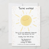 ファーストトリップのまわりにザサンハッピーイエロー誕生日 招待状 (正面)