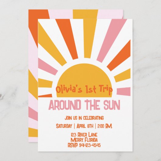 ファーストトリップのまわりにザサンバースデー招待状 招待状 (正面/裏面)