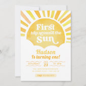 ファーストトリップのまわりにザサンファースト誕生日 招待状 (正面)