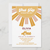 ファーストトリップのまわりにザサンファースト誕生日 招待状 (正面)