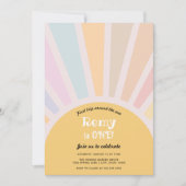 ファーストトリップのまわりにザサンファースト誕生日 招待状 (正面)