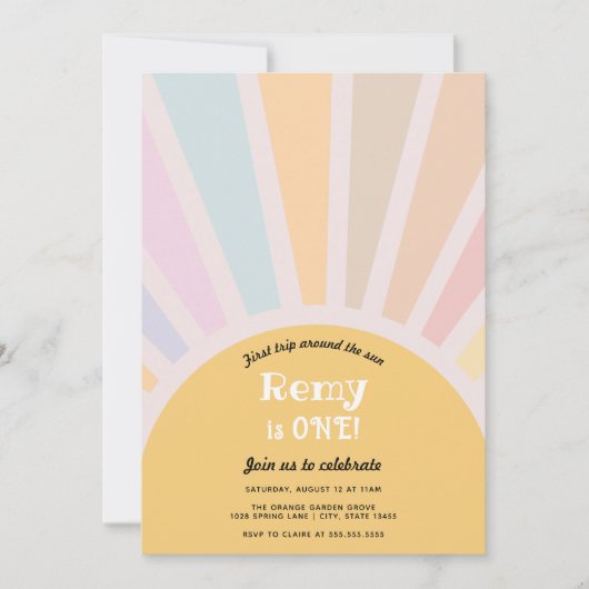 ファーストトリップのまわりにザサンファースト誕生日 招待状 (正面)