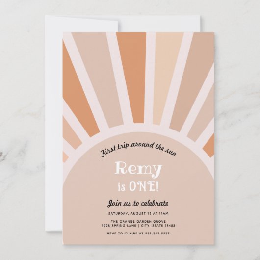 ファーストトリップのまわりにザサンファースト誕生日 招待状 (正面)