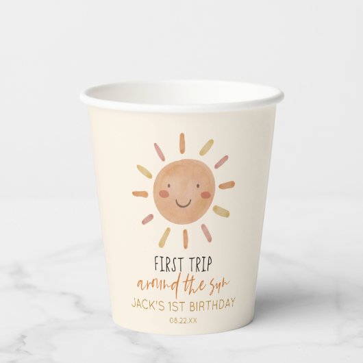 ファーストトリップのまわりにザサンファースト誕生日 紙コップ (裏面)