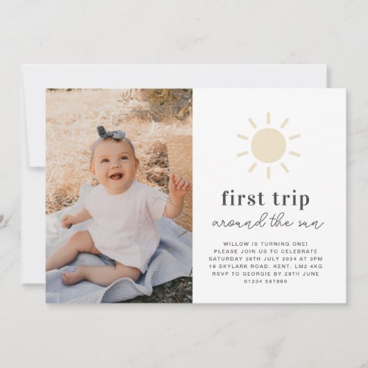 ファーストトリップのまわりにザサンフォト招待状 招待状 (正面)