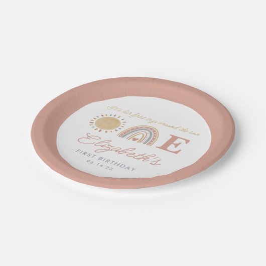 ファーストトリップのまわりにザサンボホー最初の誕生日紙 ペーパープレート (アングル)