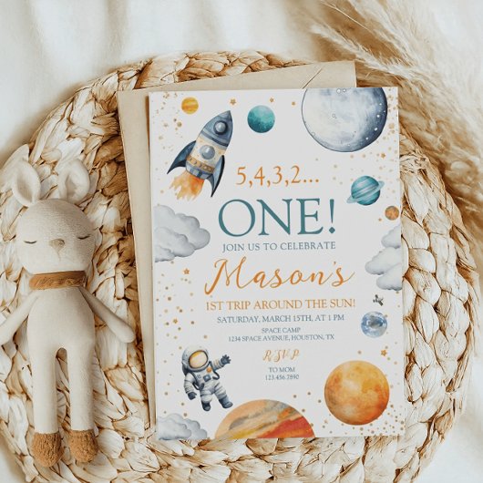 ファーストトリップのまわりにザサンボーイ誕生日宇宙 招待状