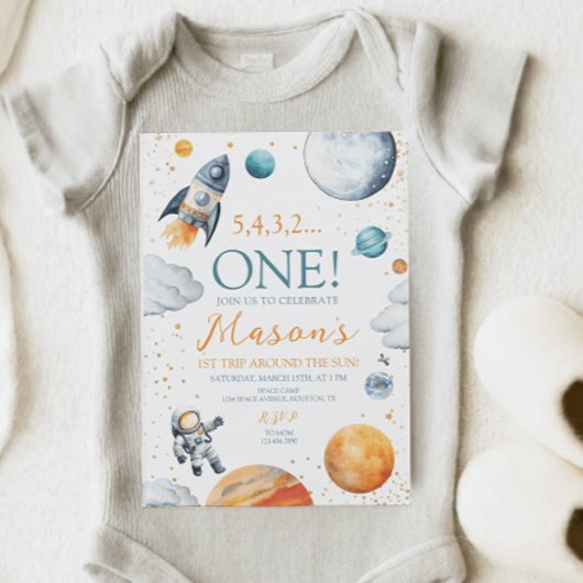 ファーストトリップのまわりにザサンボーイ誕生日宇宙 招待状