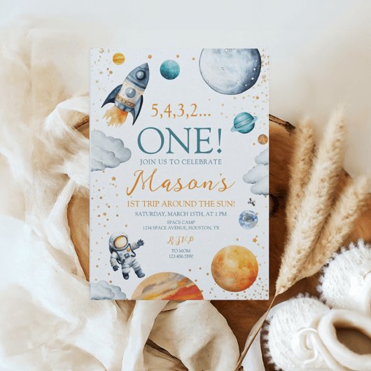ファーストトリップのまわりにザサンボーイ誕生日宇宙 招待状