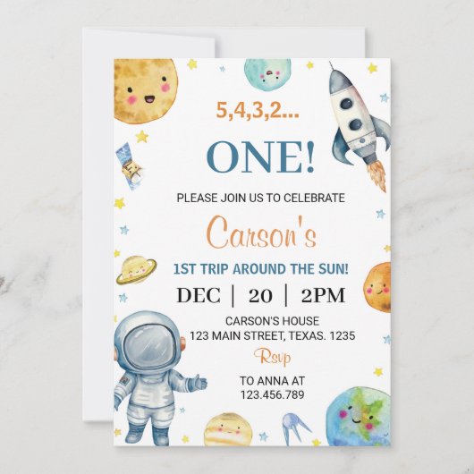 ファーストトリップのまわりにザサンボーイ誕生日招待状 招待状 (正面)