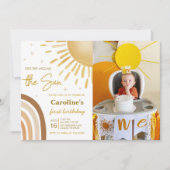 ファーストトリップのまわりにザサンレインボー誕生日写真 招待状 (正面)