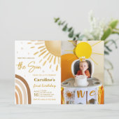 ファーストトリップのまわりにザサンレインボー誕生日写真 招待状 (スタンド正面)