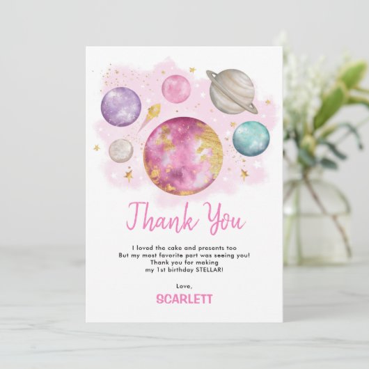 ファーストトリップのまわりにザサン宇宙ガールズ誕生日 サンキューカード (スタンド正面)
