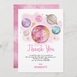 ファーストトリップのまわりにザサン宇宙ガールズ誕生日 サンキューカード