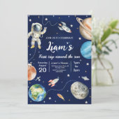 ファーストトリップのまわりにザサン宇宙ファースト誕生日 招待状 (スタンド正面)