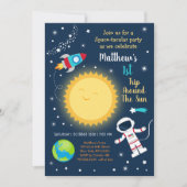 ファーストトリップのまわりにザサン宇宙誕生日 招待状 (正面)