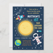 ファーストトリップのまわりにザサン宇宙誕生日 招待状 (正面)