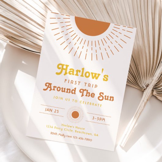 ファーストトリップのまわりにザサン招待状 | Boho 招待状