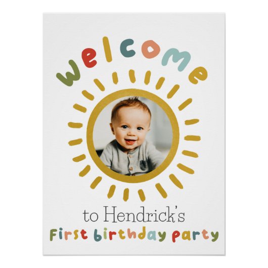 ファーストトリップのまわりにザサン誕生日ウェルカムサイン ポスター (正面)