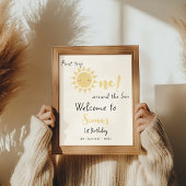 ファーストトリップのまわりにザサン誕生日ウェルカムサイン ポスター