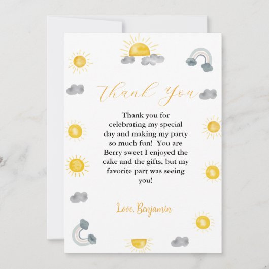 ファーストトリップのまわりにザサン誕生日サンキューカード 案内状 (正面)